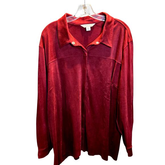 Coldwater Creek 2X Maroon Women's Button Top Shirt Blouse Plus 2XL XXL 18W 20W - Picture 1 of 5